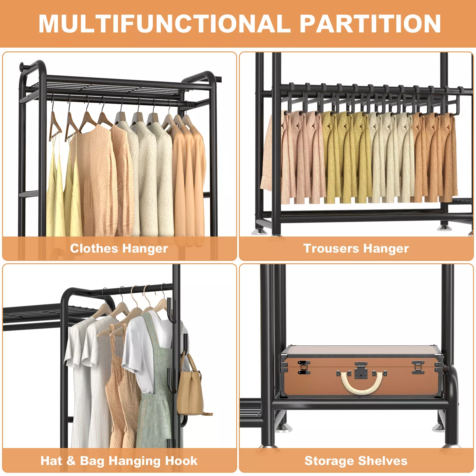 58" Heavy Duty Wardrobe Clothes Rack - Image 4
