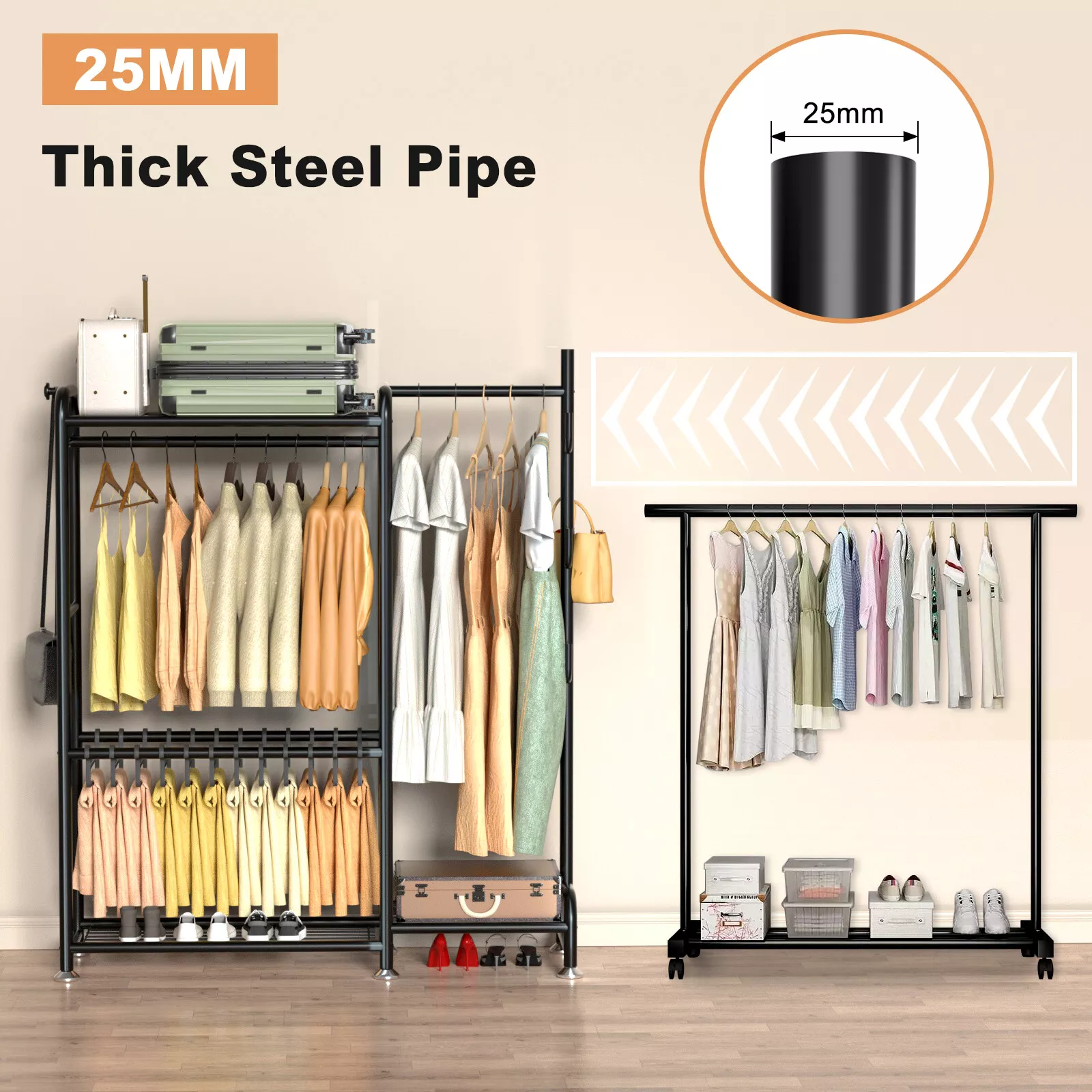 58" Heavy Duty Wardrobe Clothes Rack - Image 5