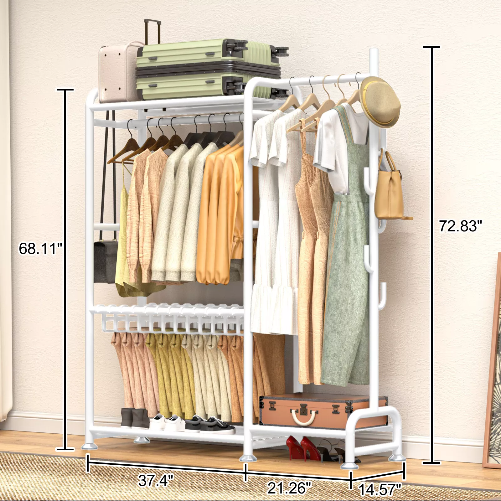 58" Heavy Duty Wardrobe Clothes Rack - Image 7