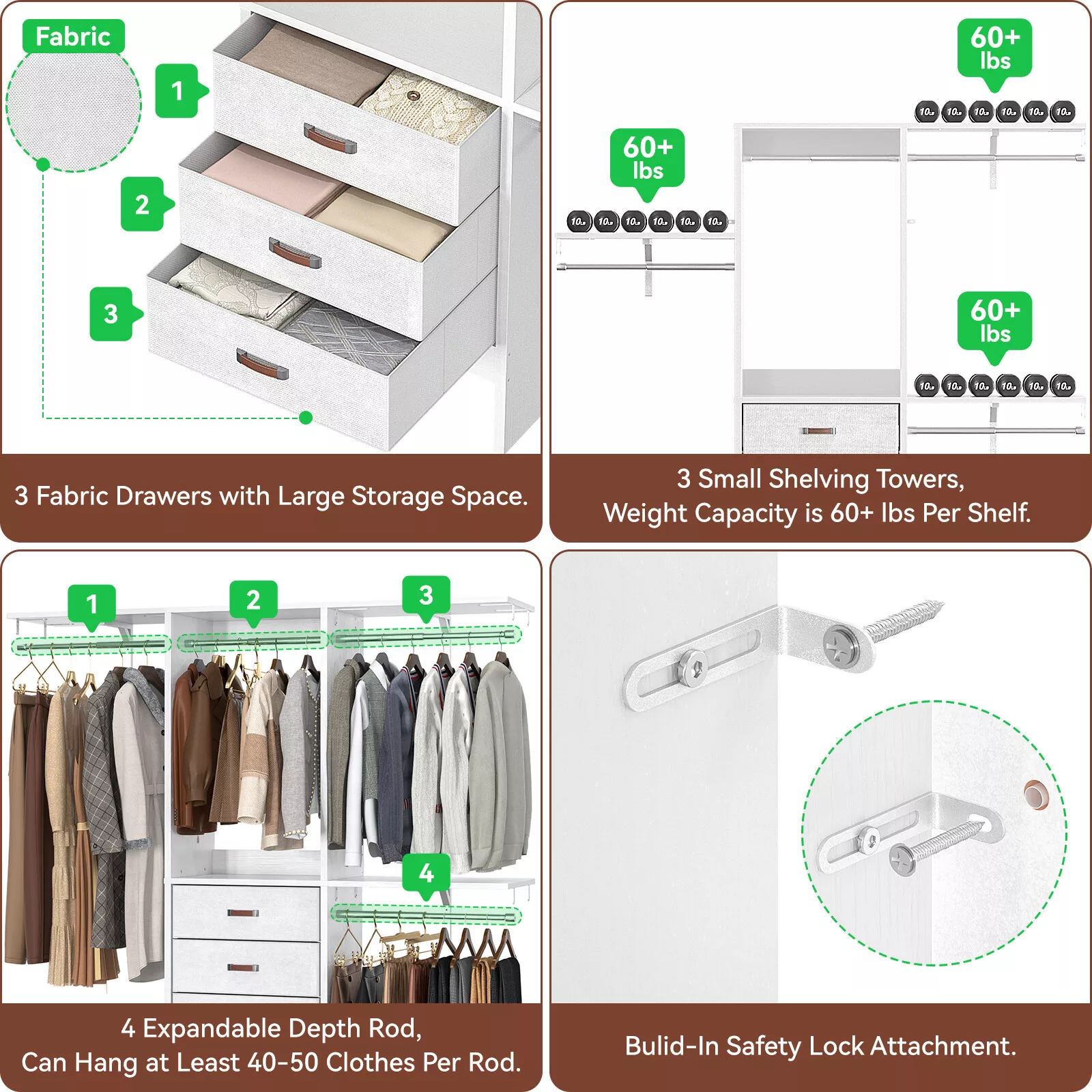 59" Walk In Closet System With Drawers - Image 5