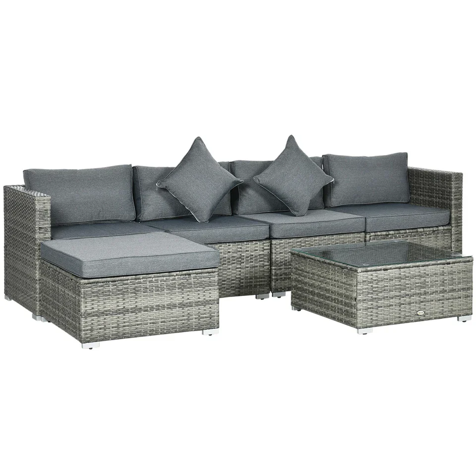6 Piece Rattan Outdoor Patio Couch Set - Image 2