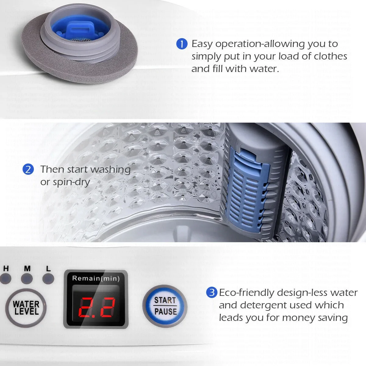 7.7lbs Portable Apartment Ventless Washer & Spin Dryer - Image 5