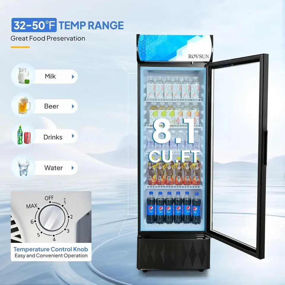 8.1 Cu Ft Commercial Drink Cooler Fridge - Image 4