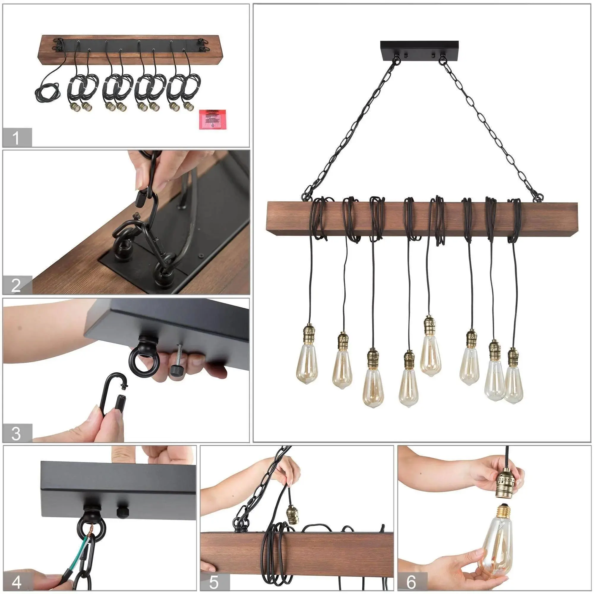 8 Ropes Farmhouse Dining Room Chandelier - Image 8
