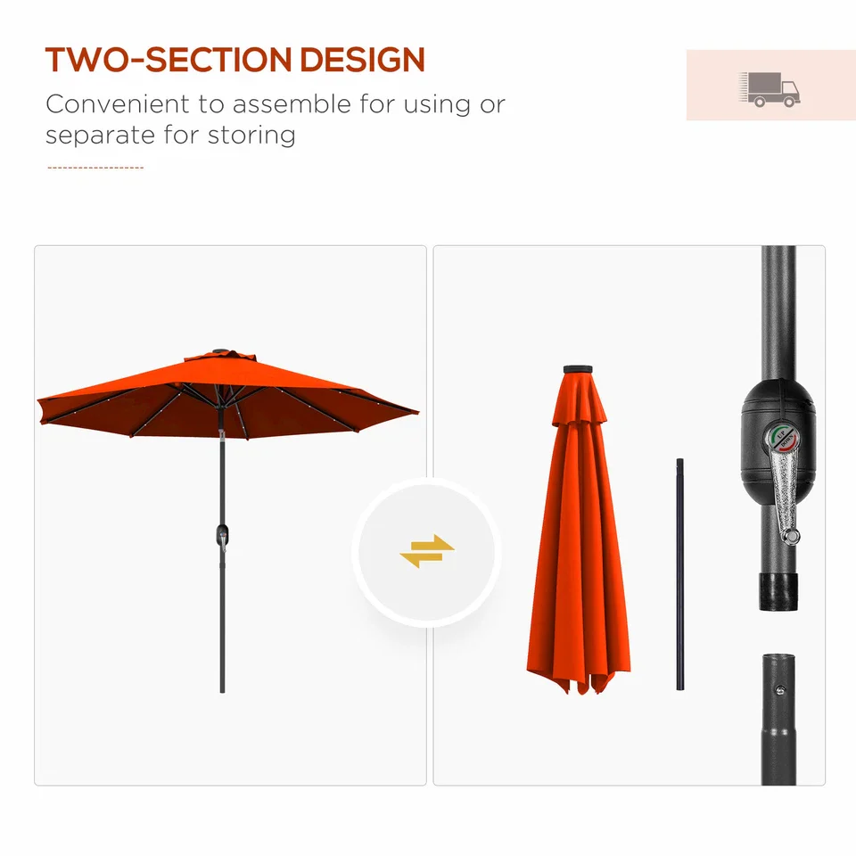 9FT Outdoor Large Patio Umbrella With LED - Image 7