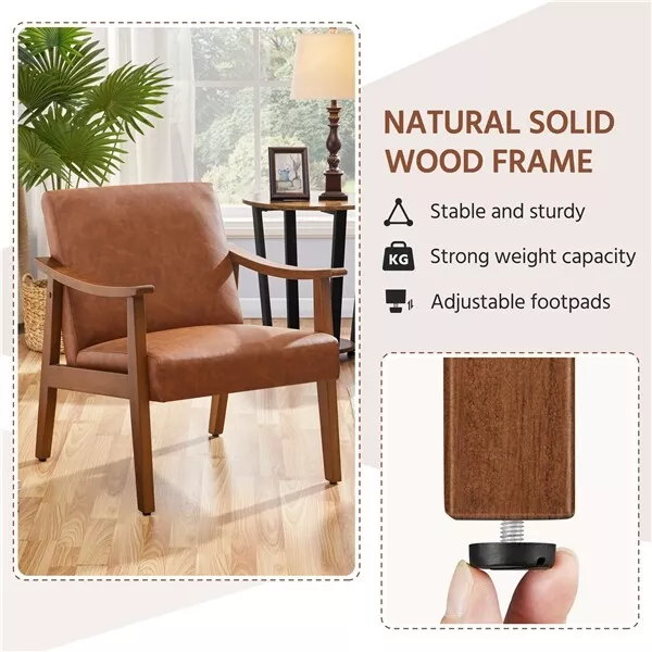 Acosta Brown Leather Accent Armchair - Image 4