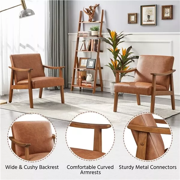 Acosta Brown Leather Accent Armchair - Image 5