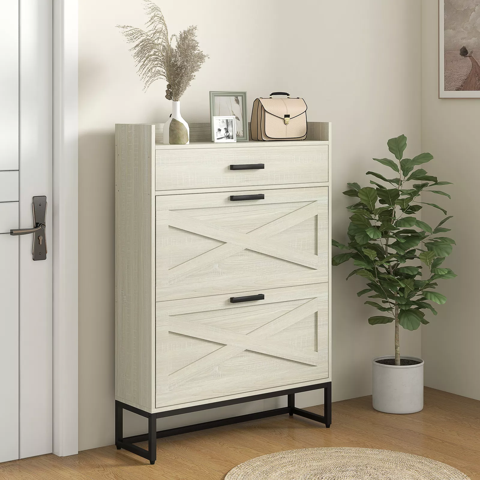 Adele Narrow Entryway Shoe Cabinet - Image 3