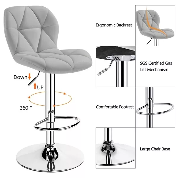 Adem Leather Swivel Kitchen Bar Stools (Set of 2) - Image 3
