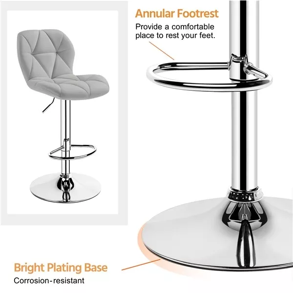 Adem Leather Swivel Kitchen Bar Stools (Set of 2) - Image 4