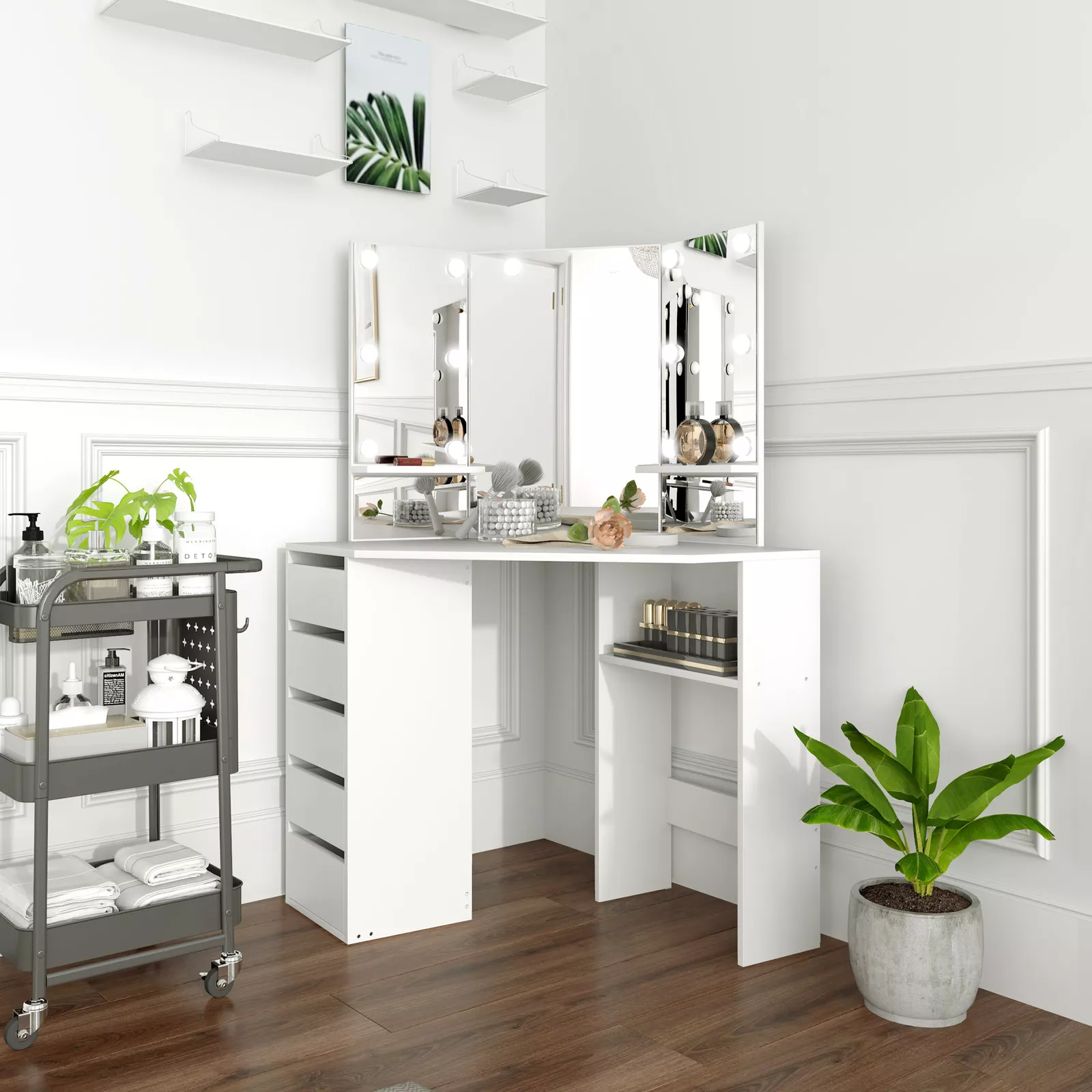 Amna Corner Vanity Dressing Table