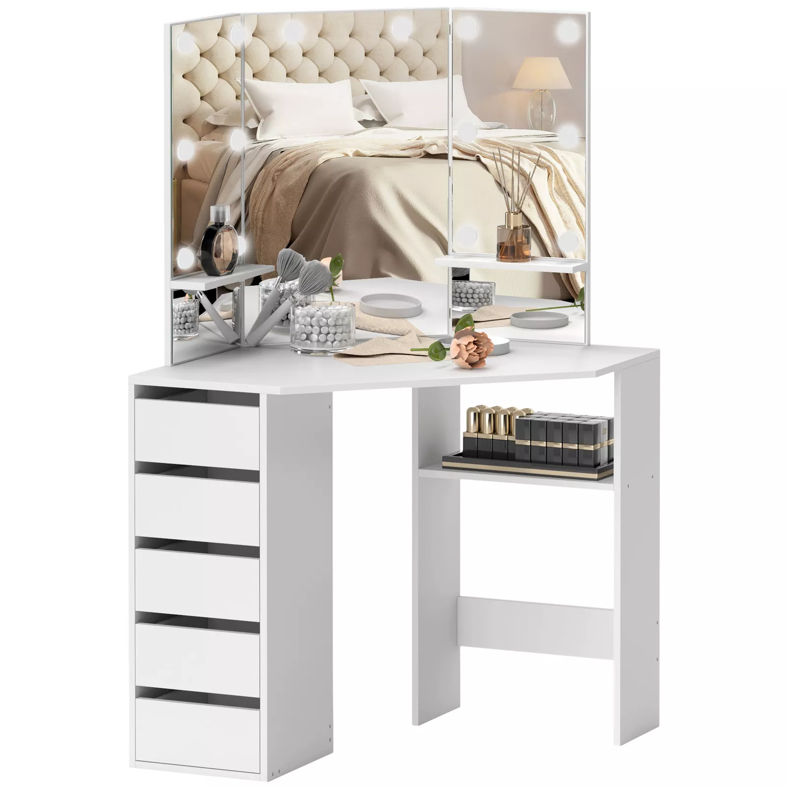 Amna Corner Vanity Dressing Table - Image 2