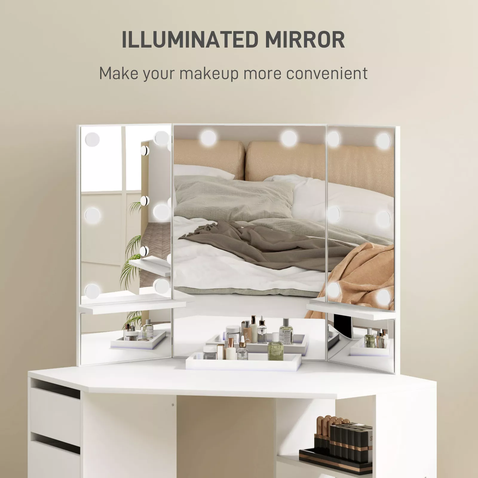 Amna Corner Vanity Dressing Table - Image 3