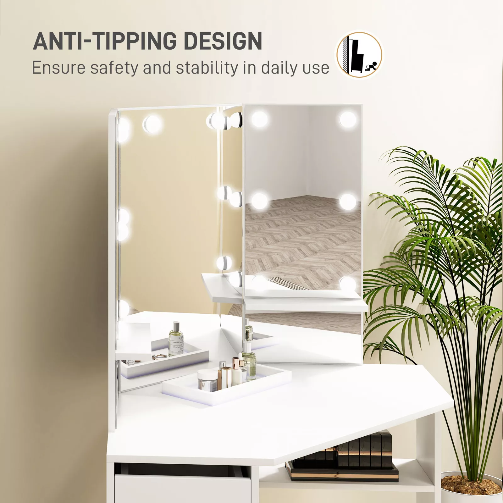 Amna Corner Vanity Dressing Table - Image 6