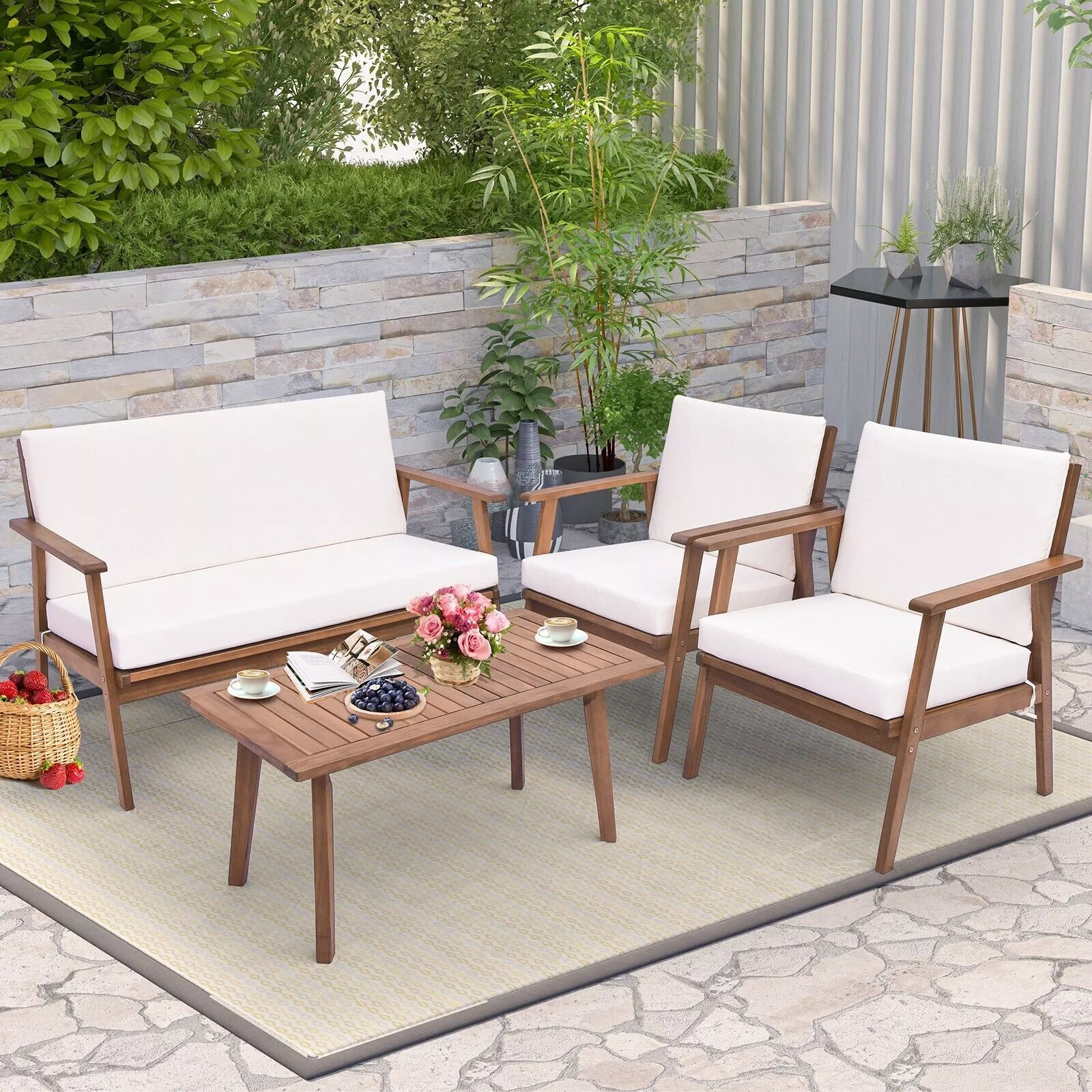 Anita Wood 4 Pieces Garden Furniture Set