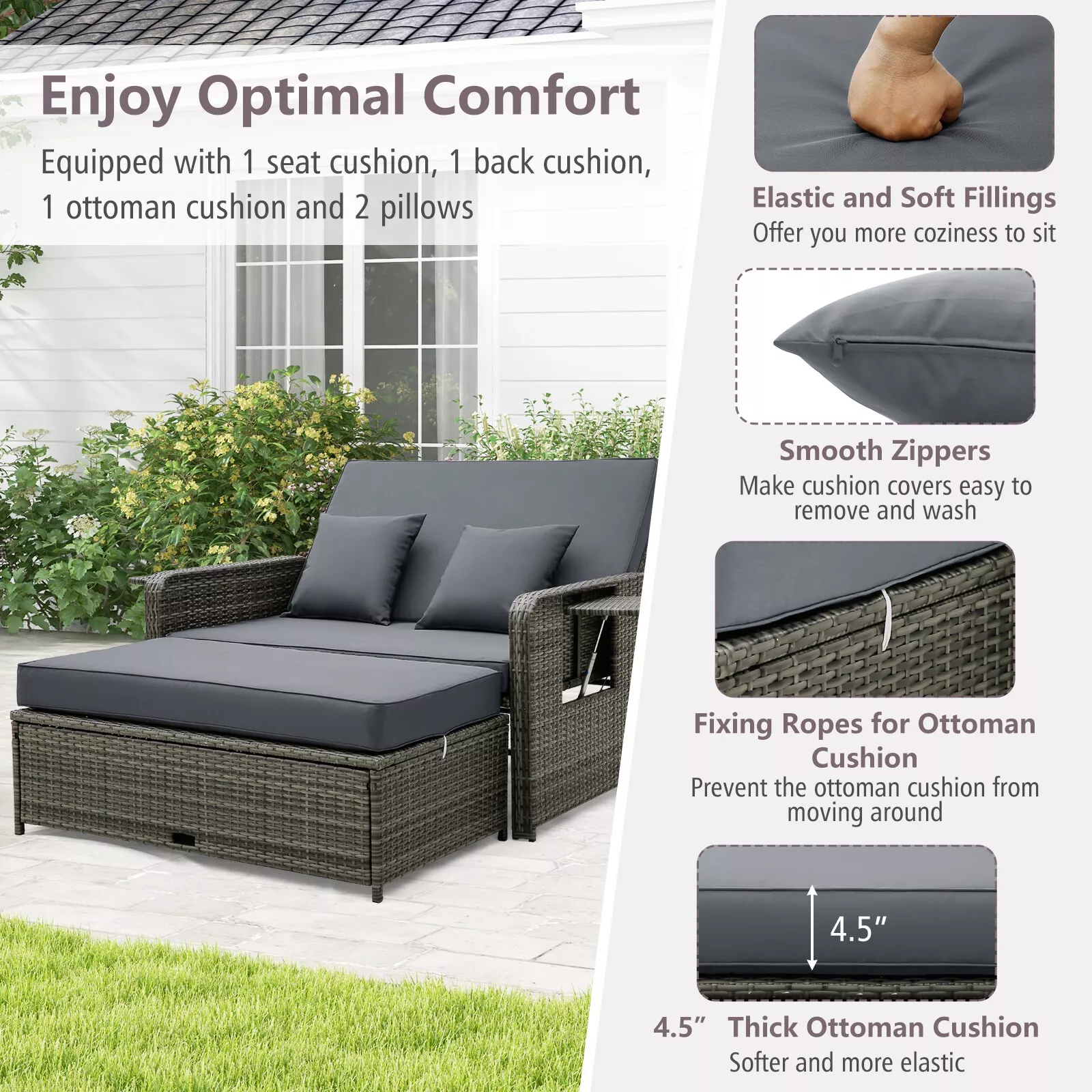 Archer Outdoor Patio Rattan Daybed - Image 5