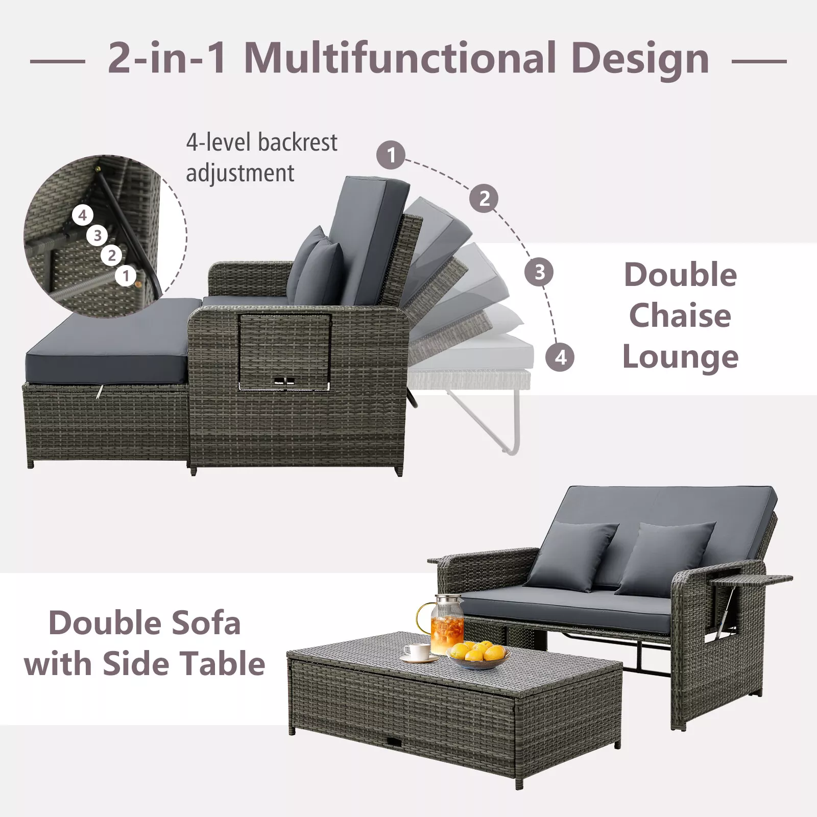 Archer Outdoor Patio Rattan Daybed - Image 7