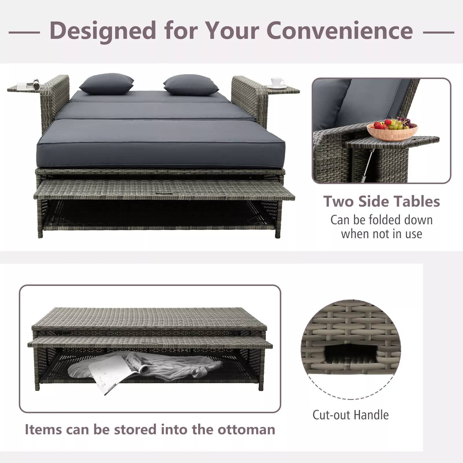 Archer Outdoor Patio Rattan Daybed - Image 8