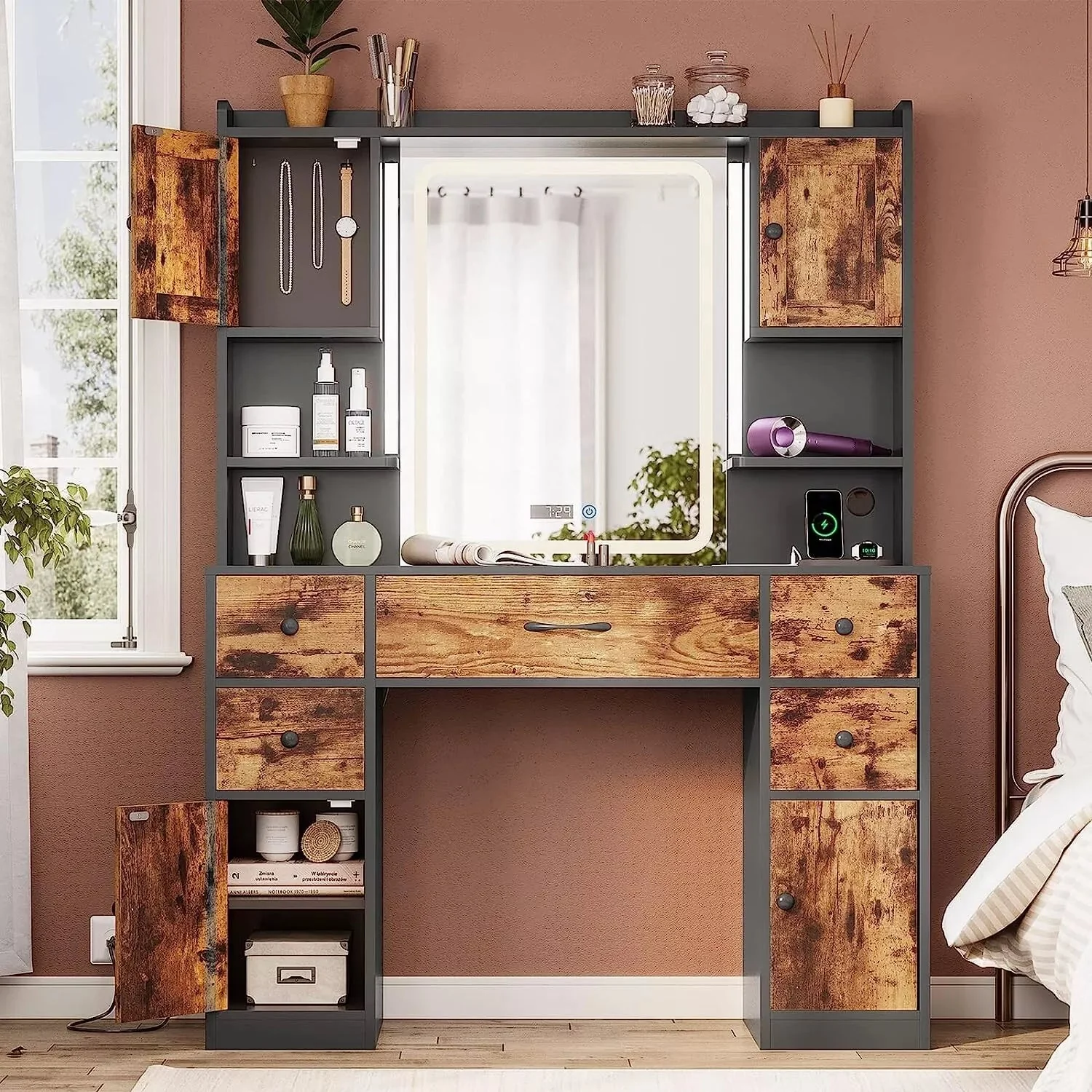 Arman Vanity Makeup Desk w/ Mirror & Lights - Image 2