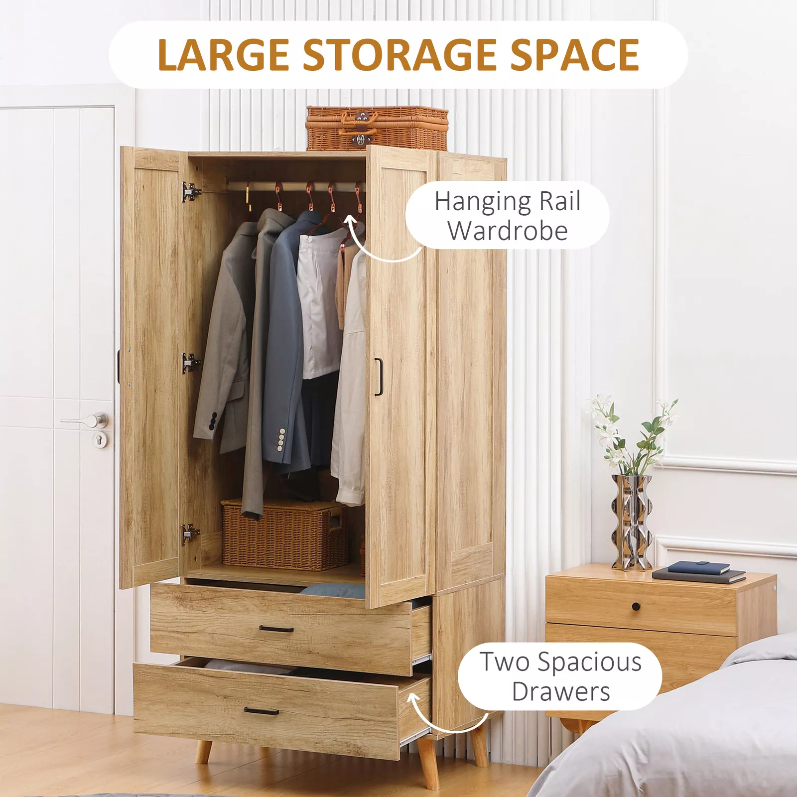 Aron 2 Door Wardrobe With Drawers - Image 3