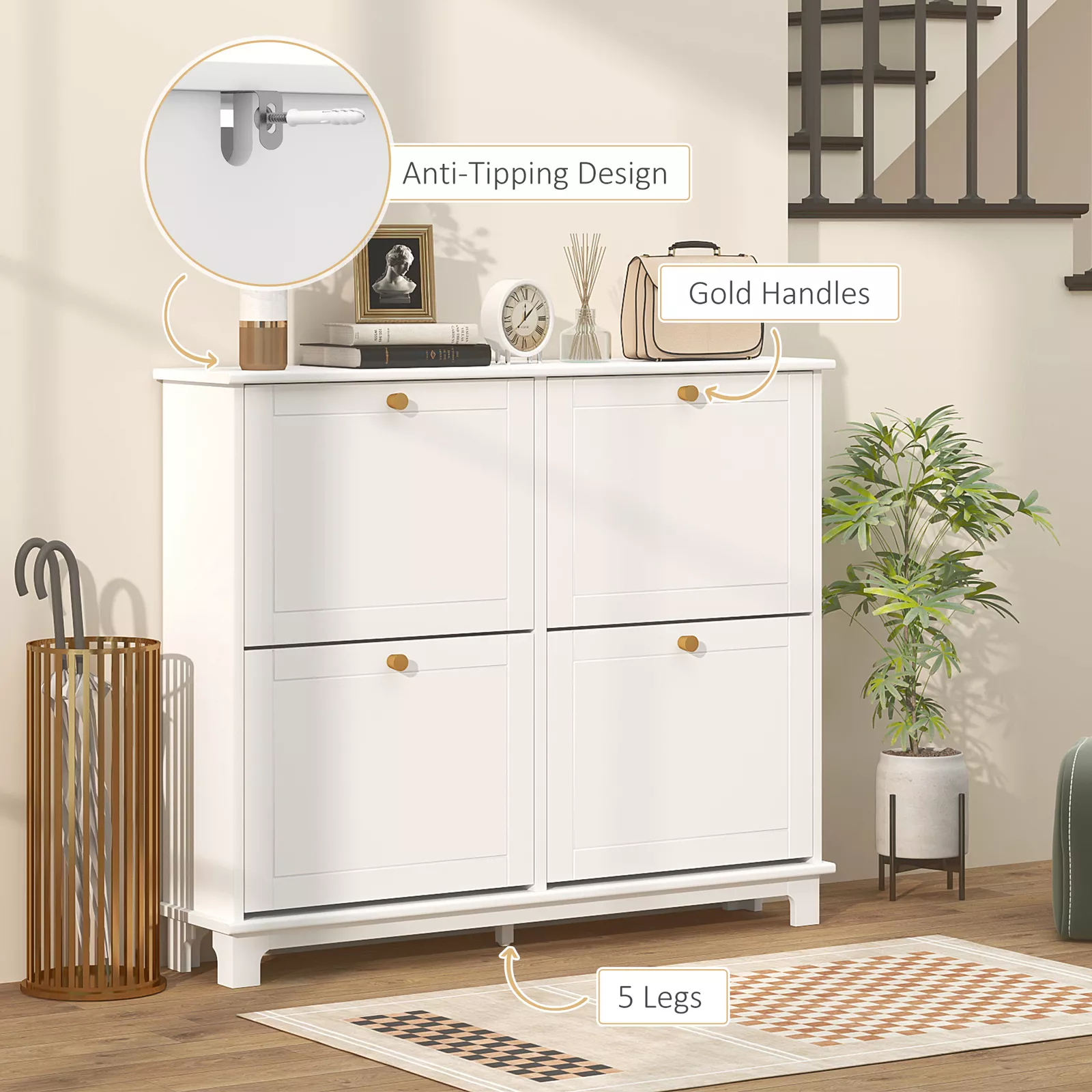Arran Narrow Entryway Shoe Cabinet - Image 5