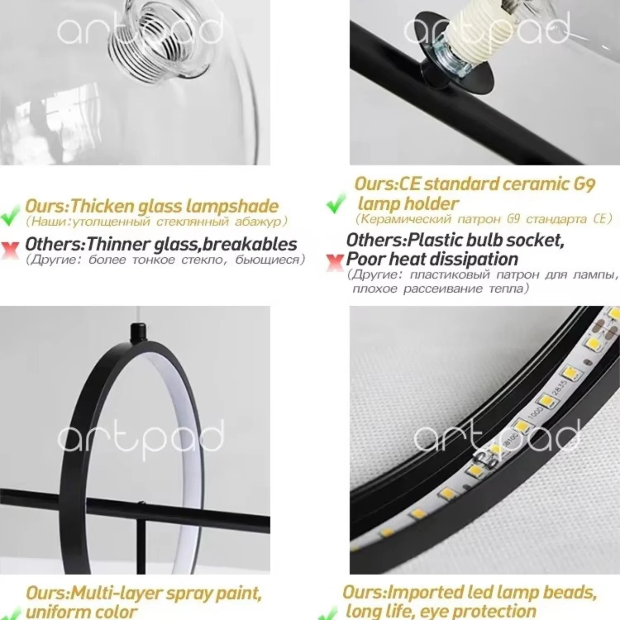 Artpad Black LED Pendant Chandelier with G9 Bulb - Image 5