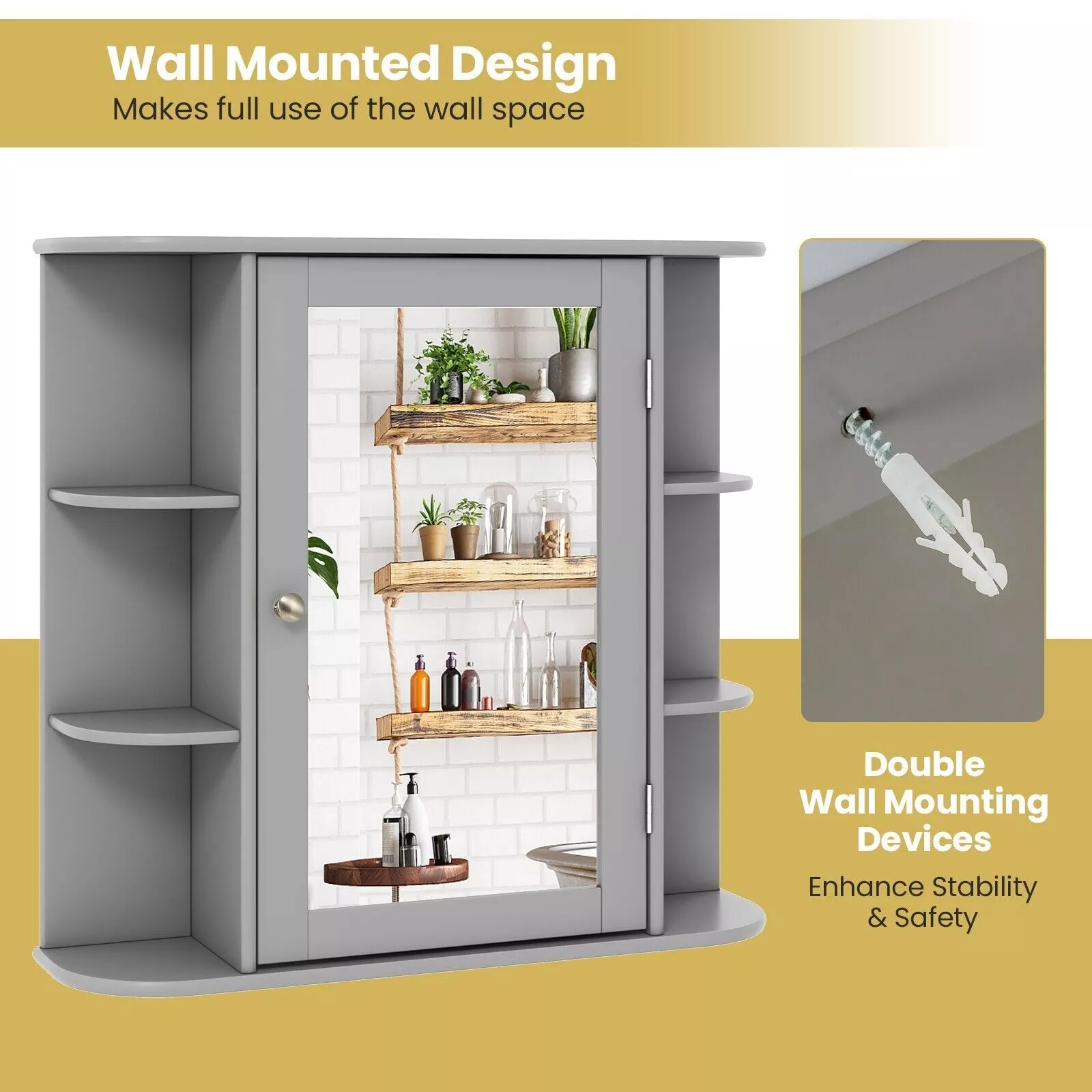 Asa Bathroom Mirror Wall Cabinet - Image 4