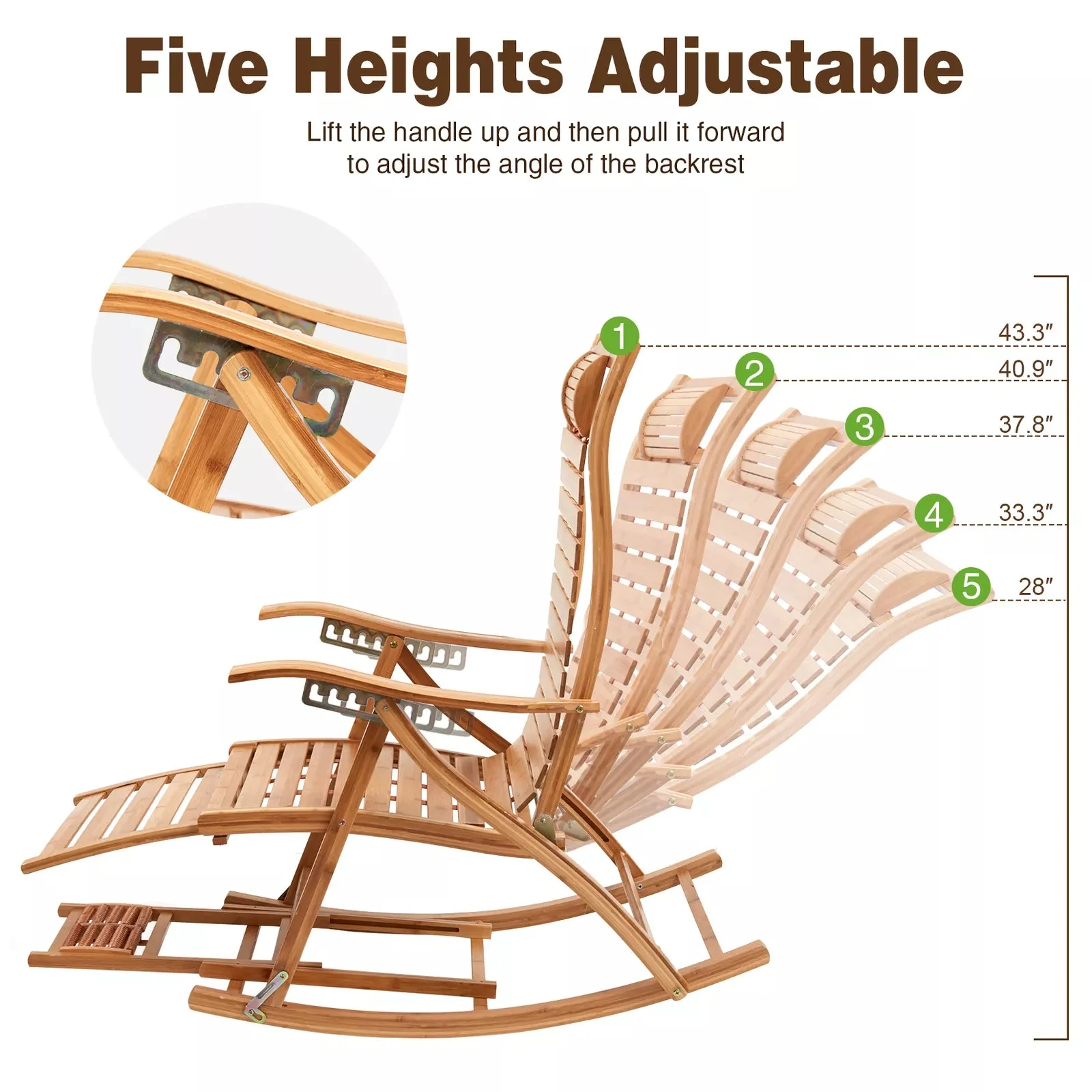 Bamboo Foldable Rocking Chair - Image 4