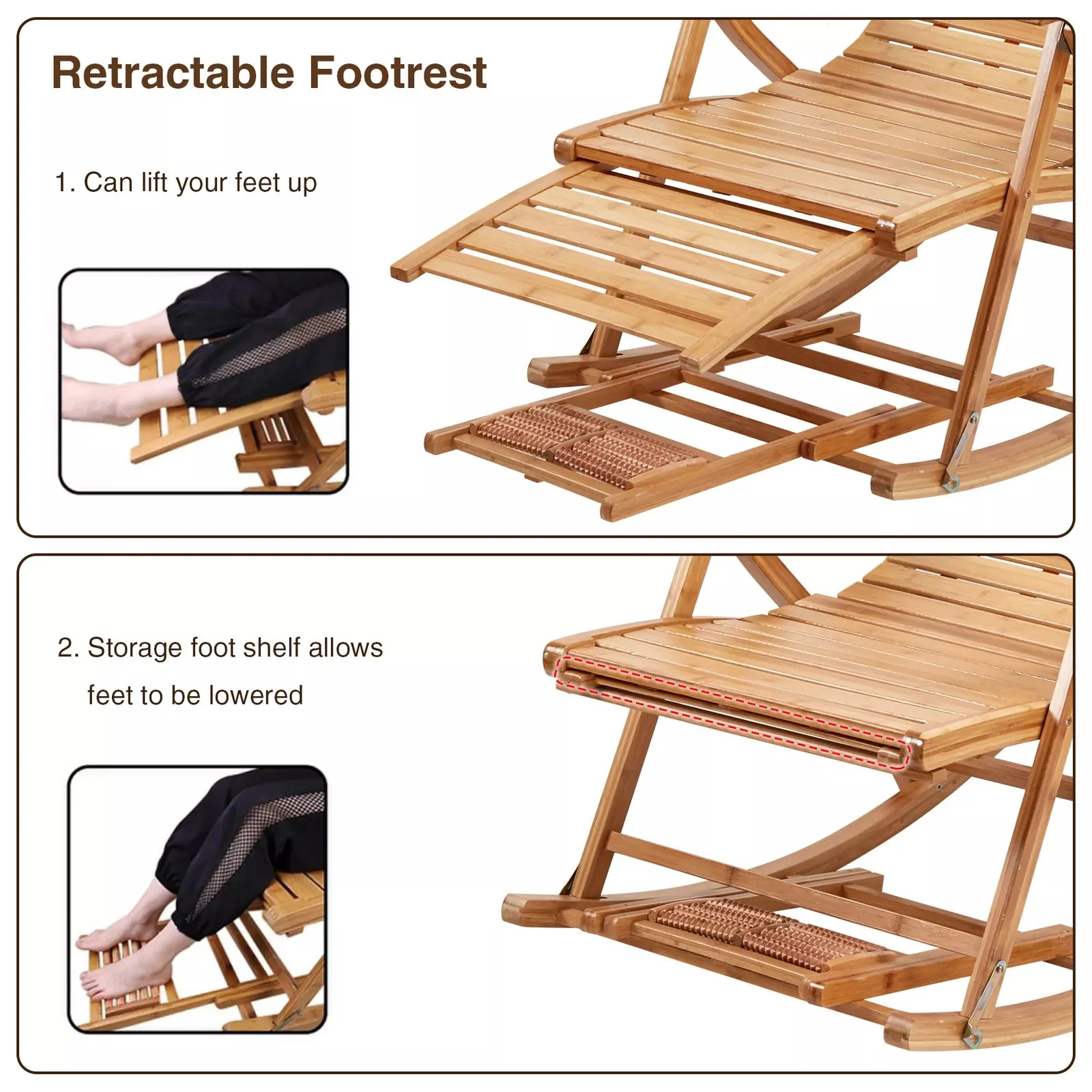 Bamboo Foldable Rocking Chair - Image 5