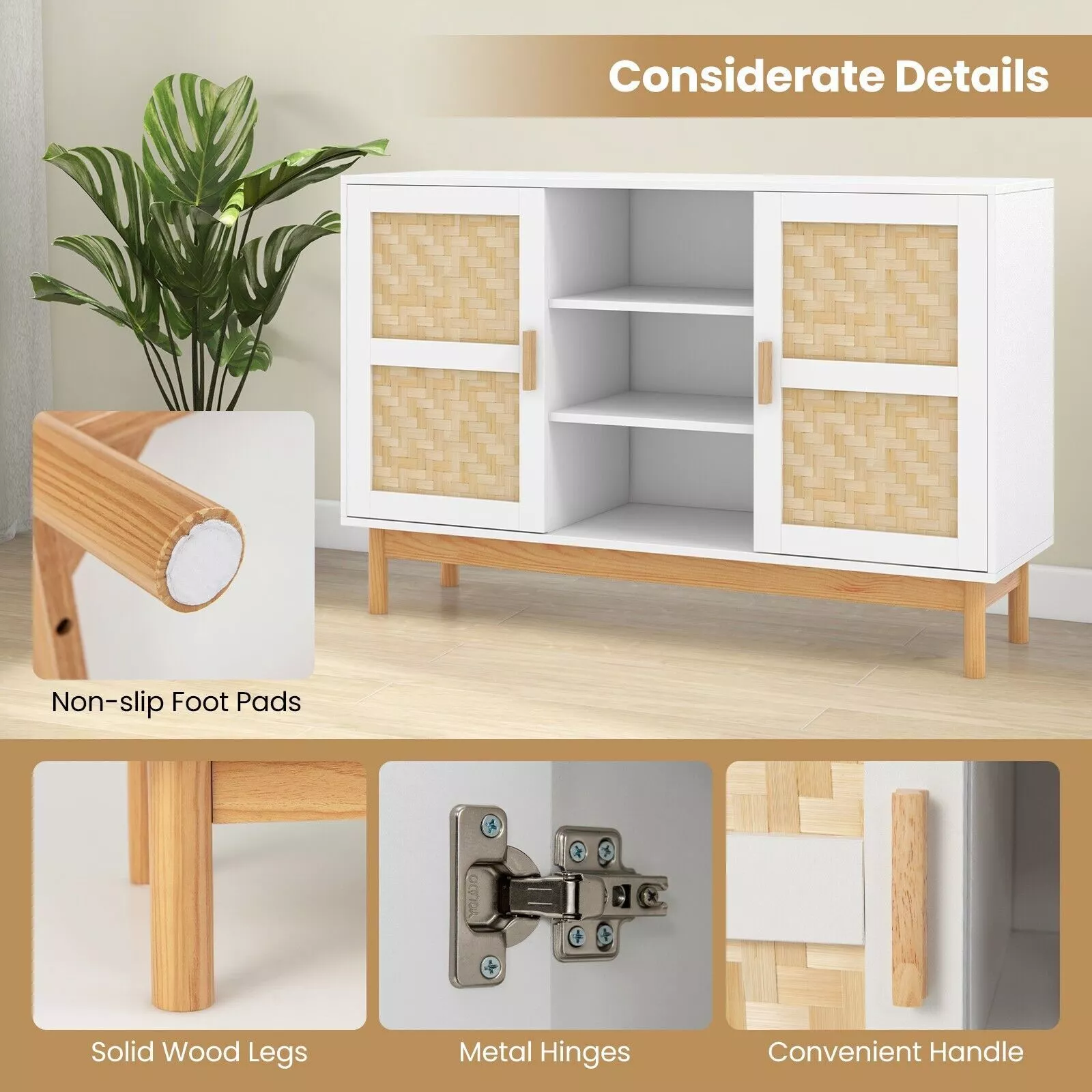Bamboo Sideboard Buffet Cabinet - Image 3