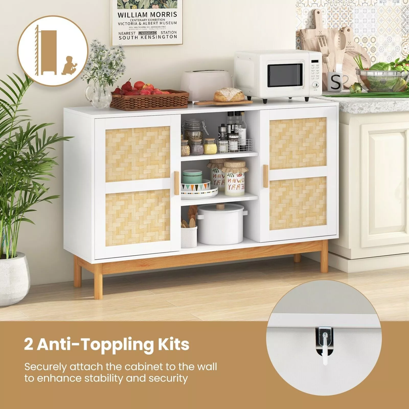 Bamboo Sideboard Buffet Cabinet - Image 5