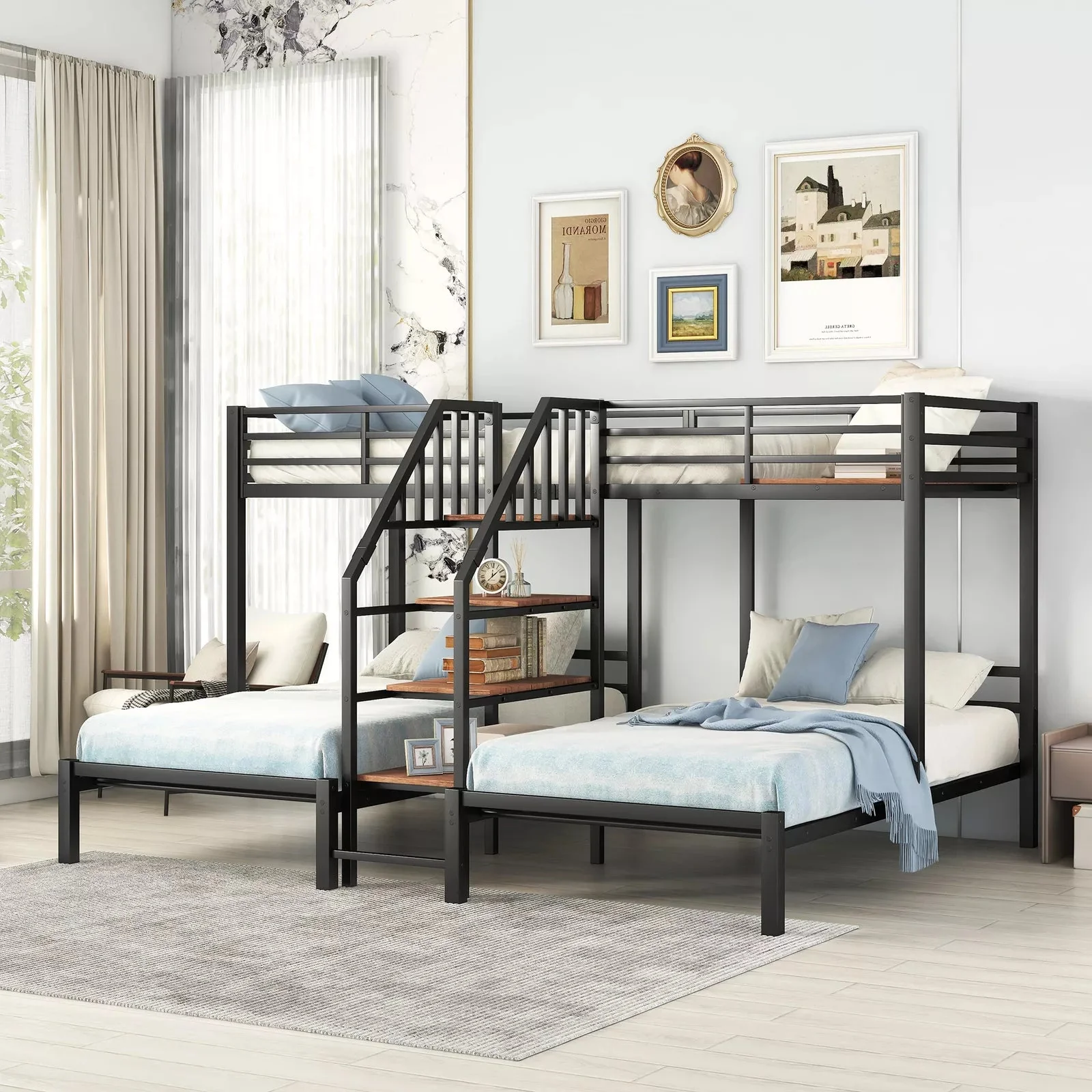 Barr Twin Over Full Adults Bunk Bed With Stairs