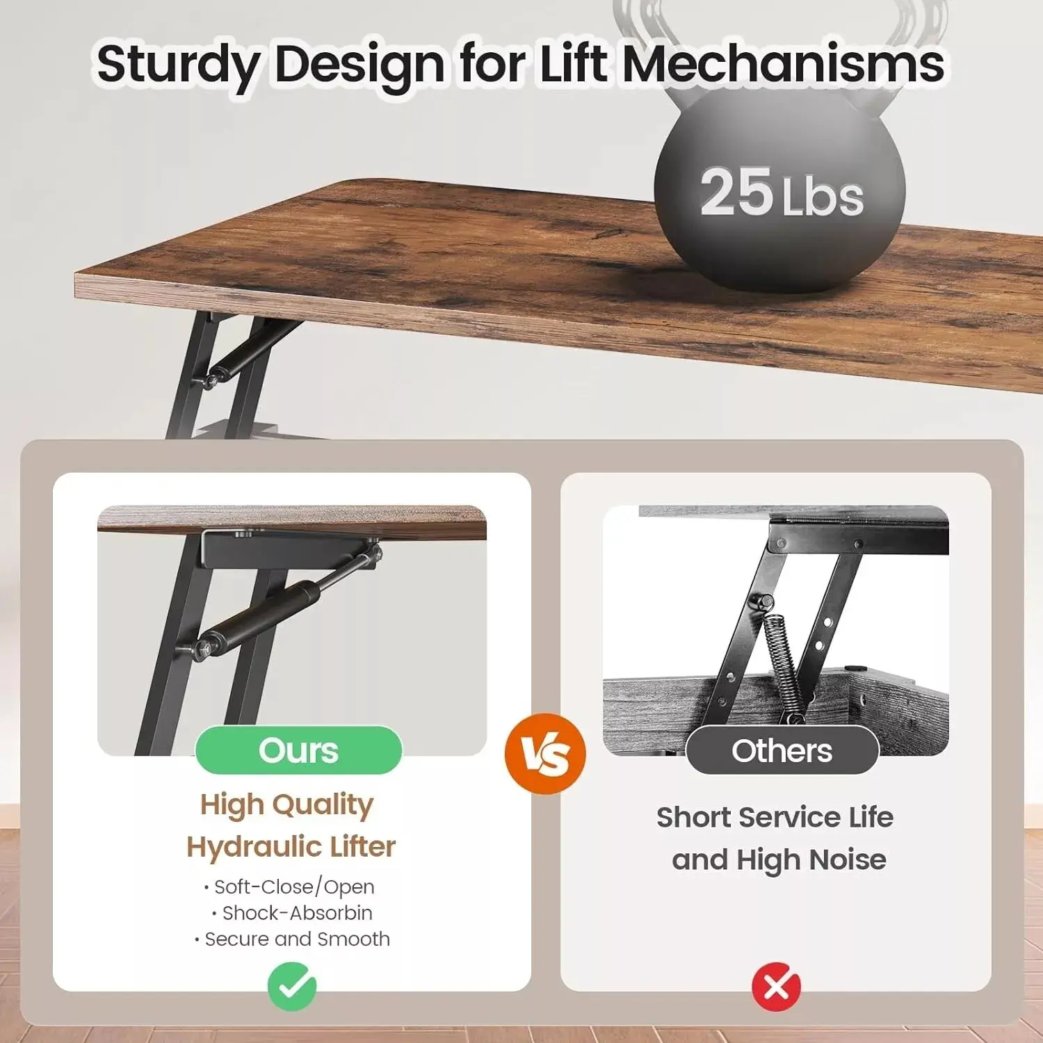 Beau Rustic Square Lift Top Farmhouse Coffee Table - Image 7