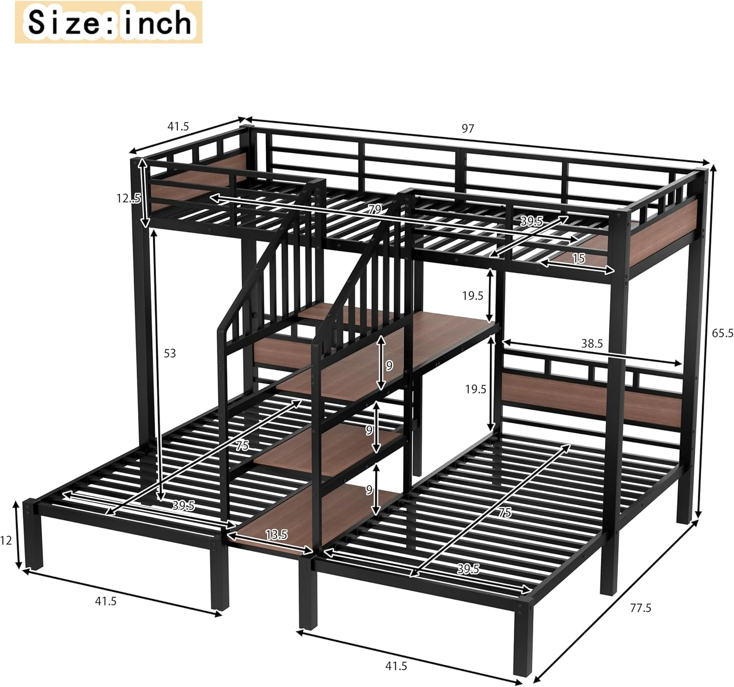 Bellemave Twin Over Twin Over Twin Bunk Bed - Image 2