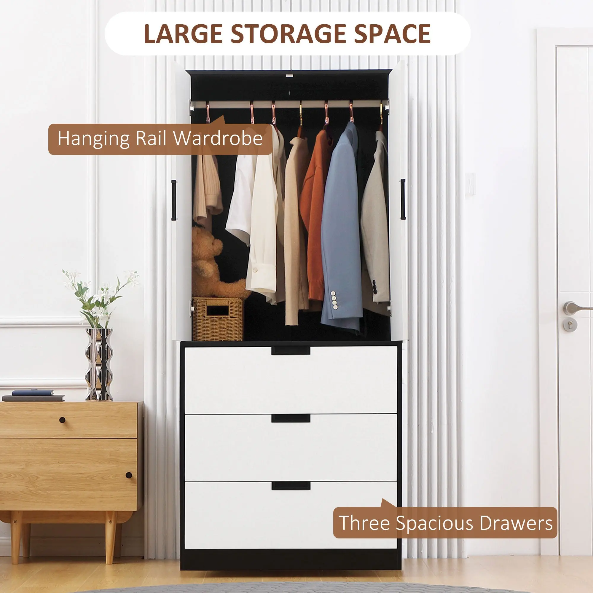 Bertha 2 Door Wardrobe With Drawers - Image 4