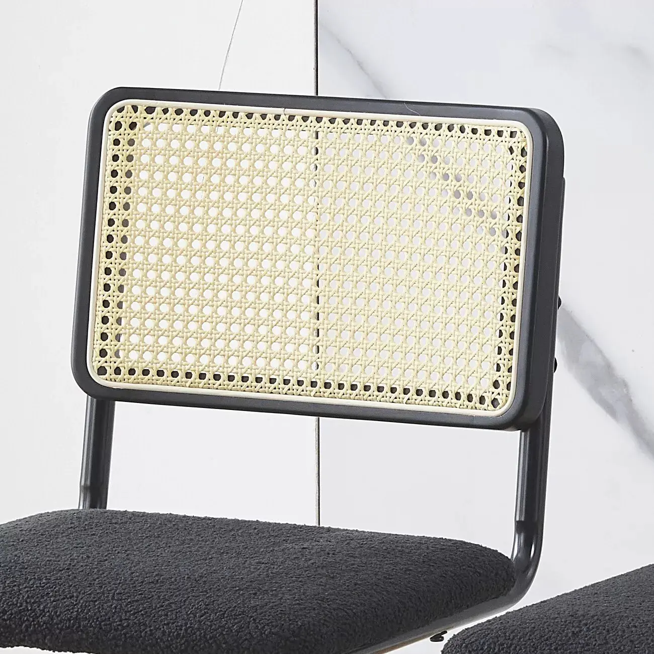 Black Mid Century Rattan Dining Chair (Set of 2) - Image 3