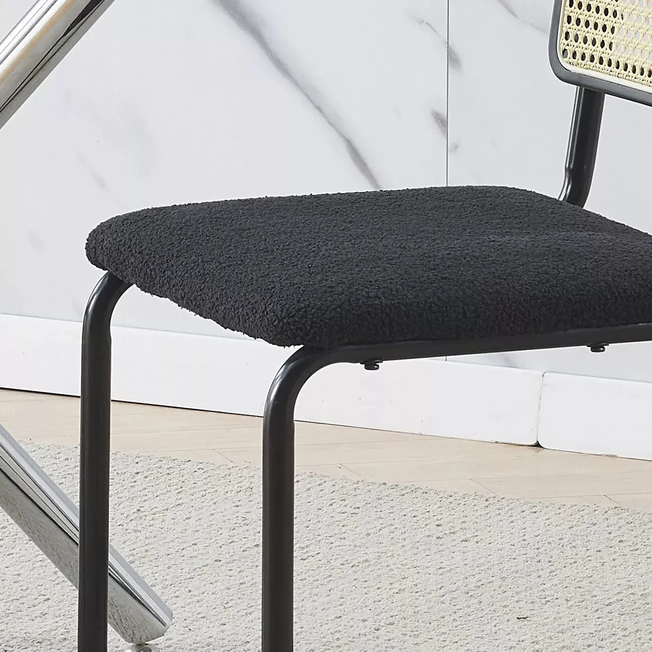 Black Mid Century Rattan Dining Chair (Set of 2) - Image 4