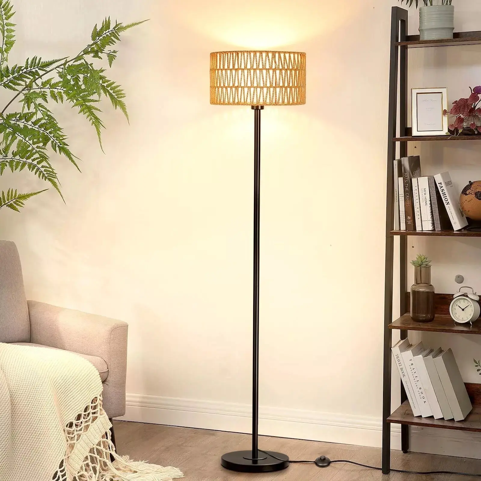 Boho Rattan Living Room Floor Lamp - Image 2