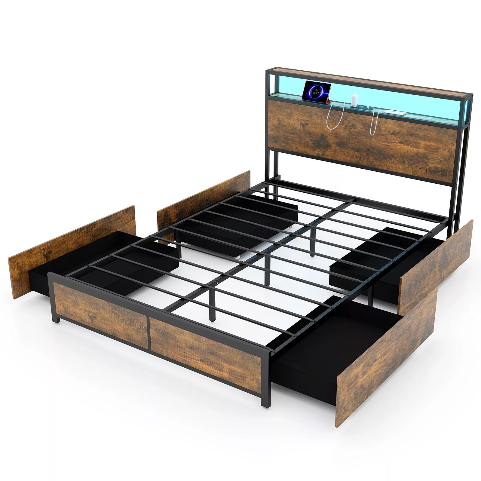 Boyle Double Metal Bed Frame With Storage - Image 2