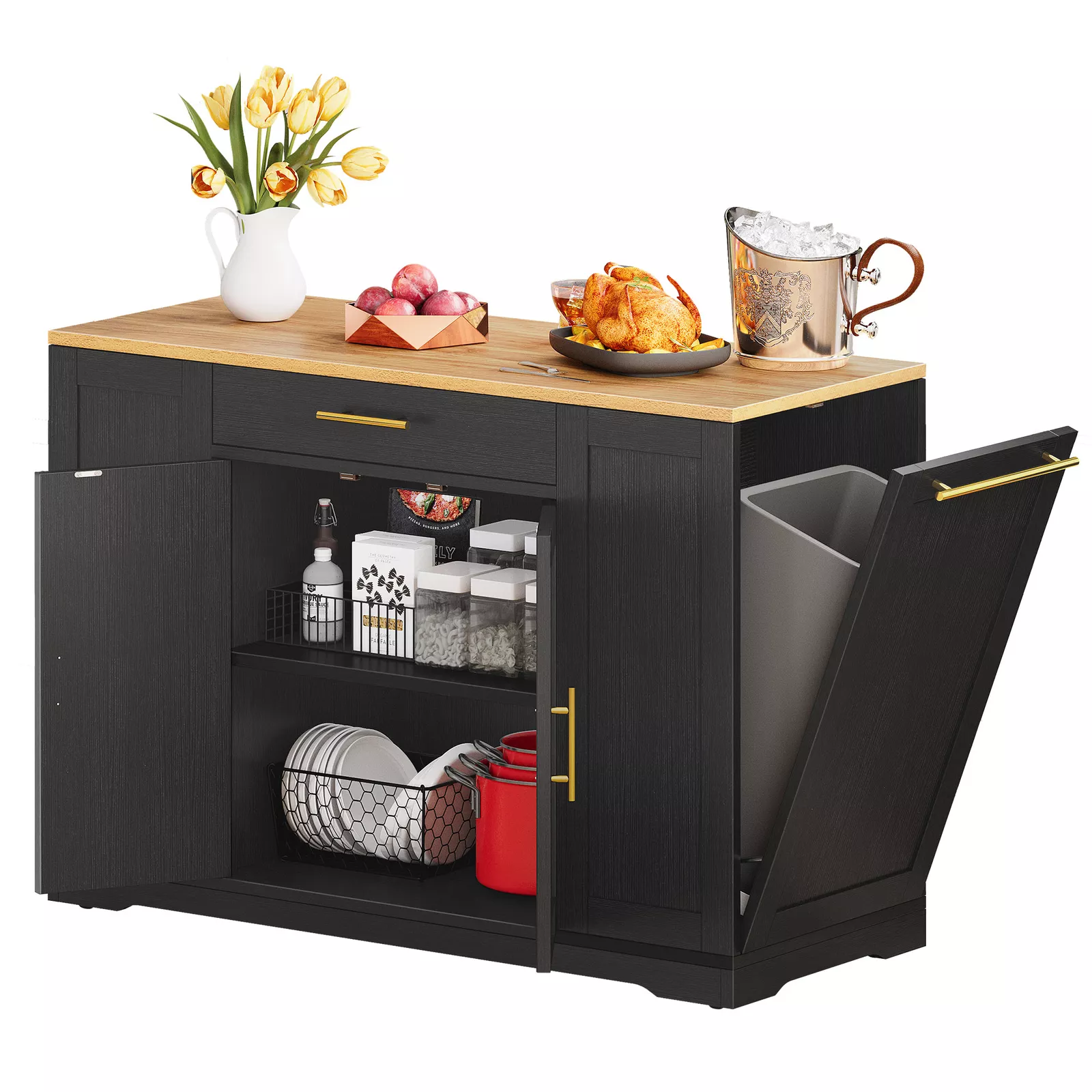 Boyle Kitchen Trash Can Cabinet - Image 3