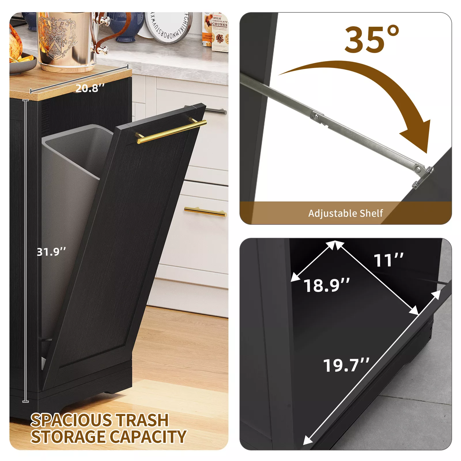 Boyle Kitchen Trash Can Cabinet - Image 7