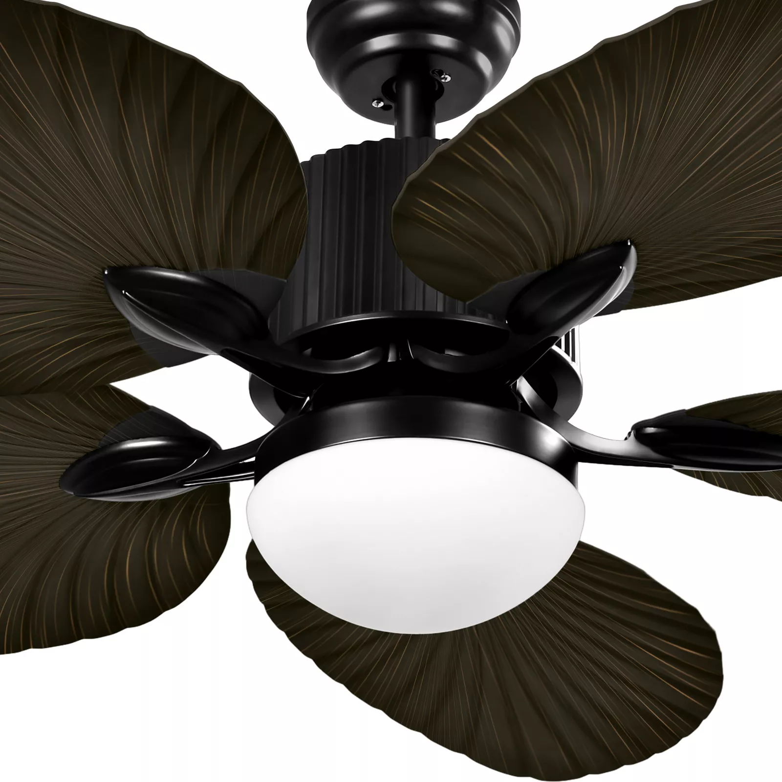 Brown Palm Ceiling Fan With Light & Remote - Image 3