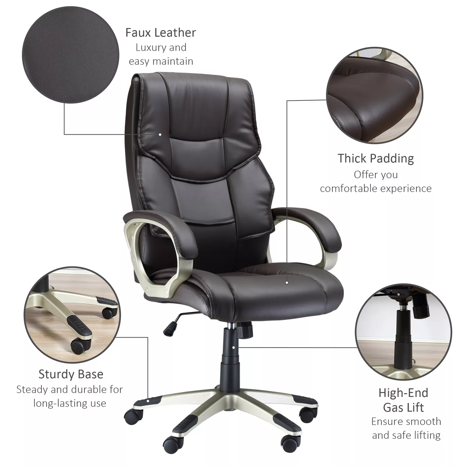 Bruce Leather Home Office Desk Chair - Image 3