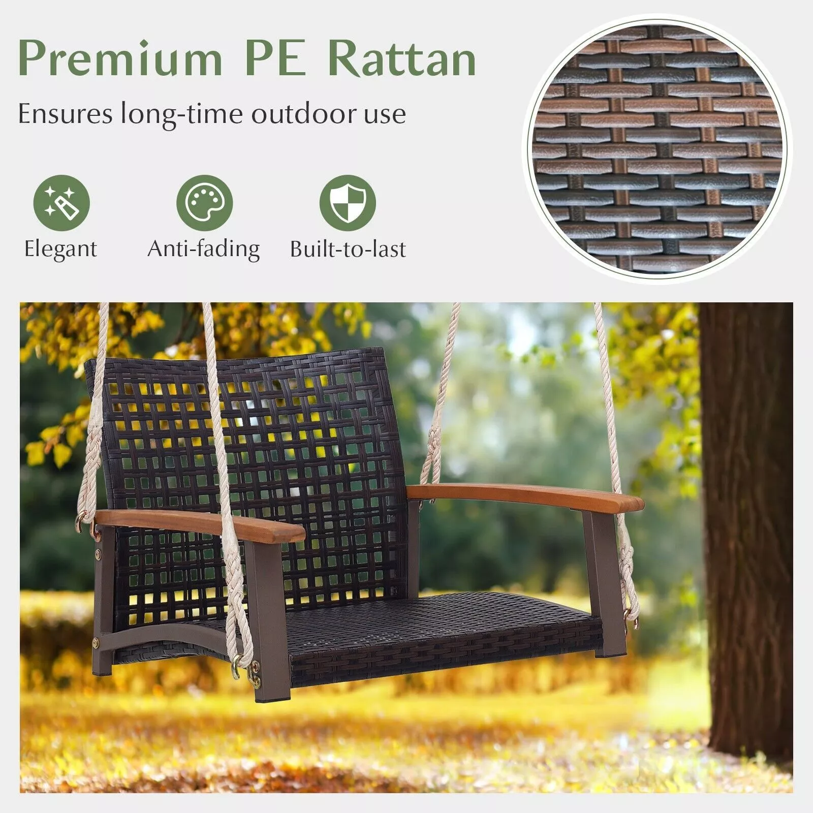 Bruce Outdoor Wooden Darden Swing Chair - Image 4