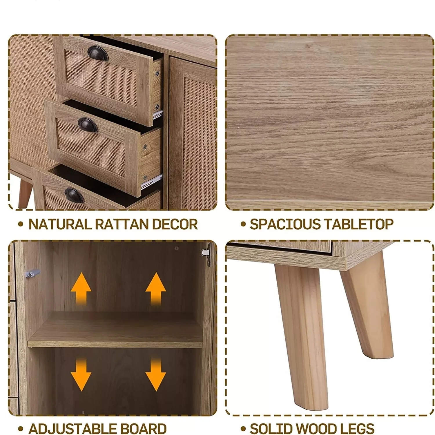 Bushra Rattan Sideboard Buffet Cabinet - Image 4