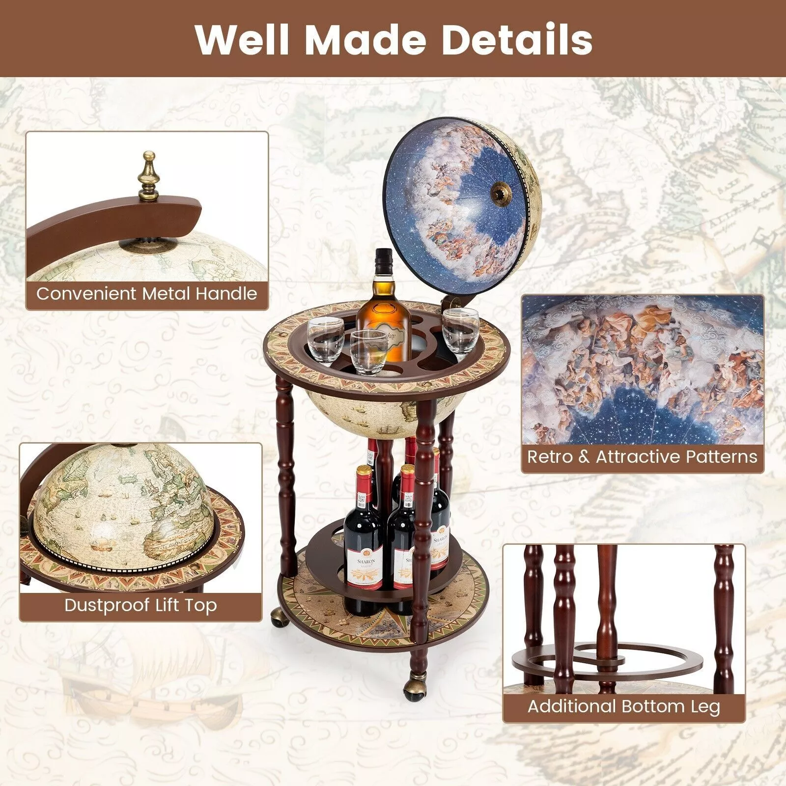 Cabrera Globe Drinks Cabinet - Image 3