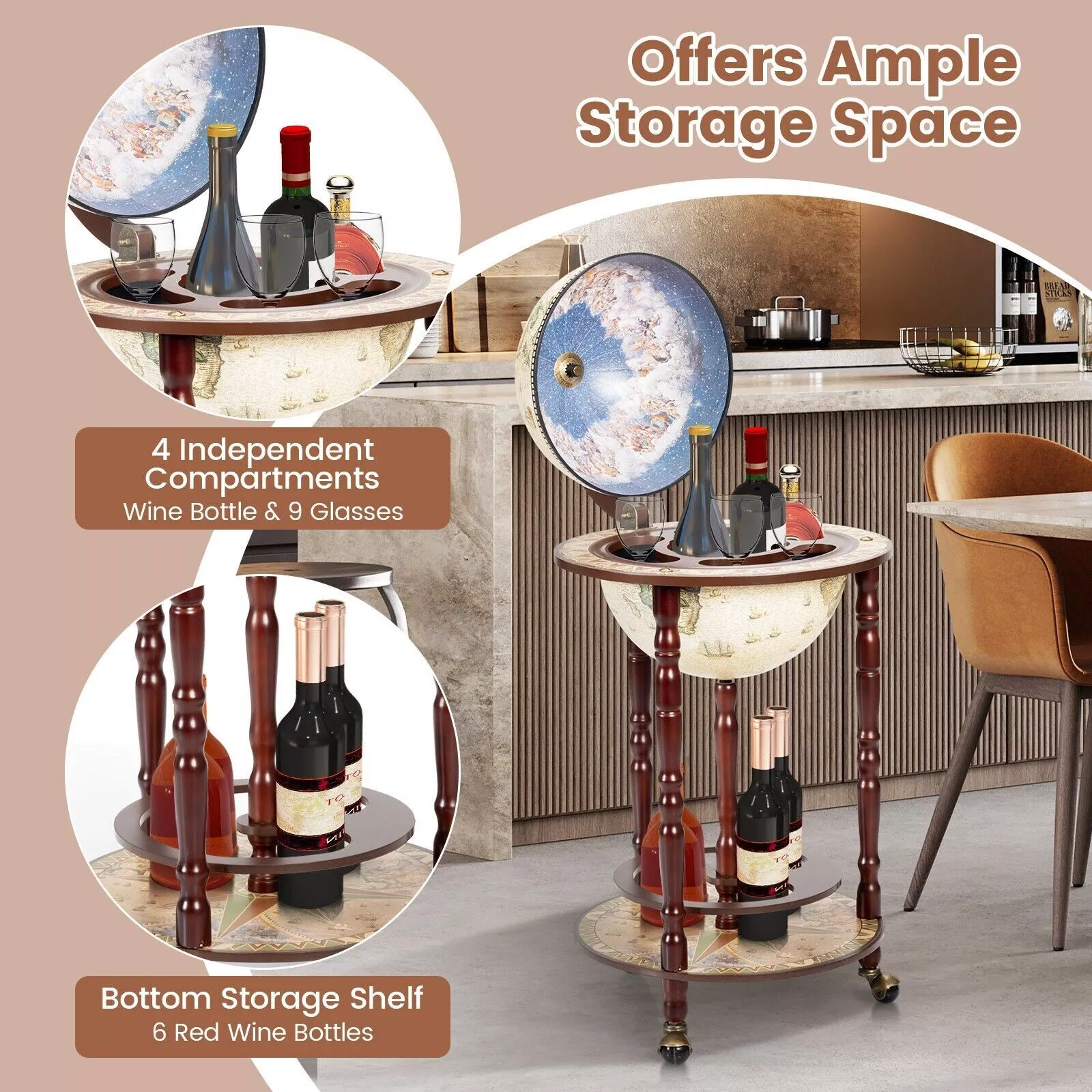 Cabrera Globe Drinks Cabinet - Image 4