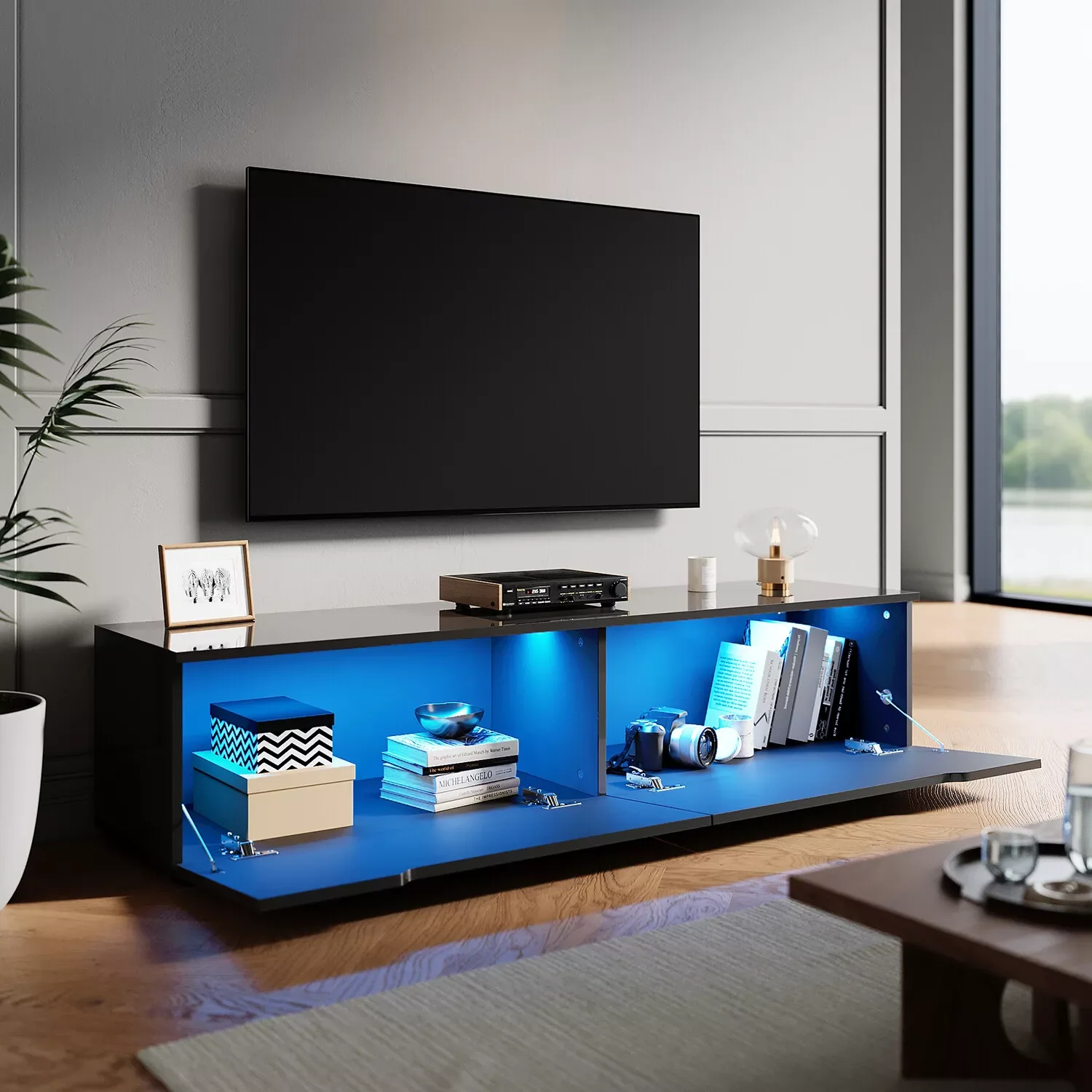 Calhoun High Gloss TV Cabinet Stand - Image 2