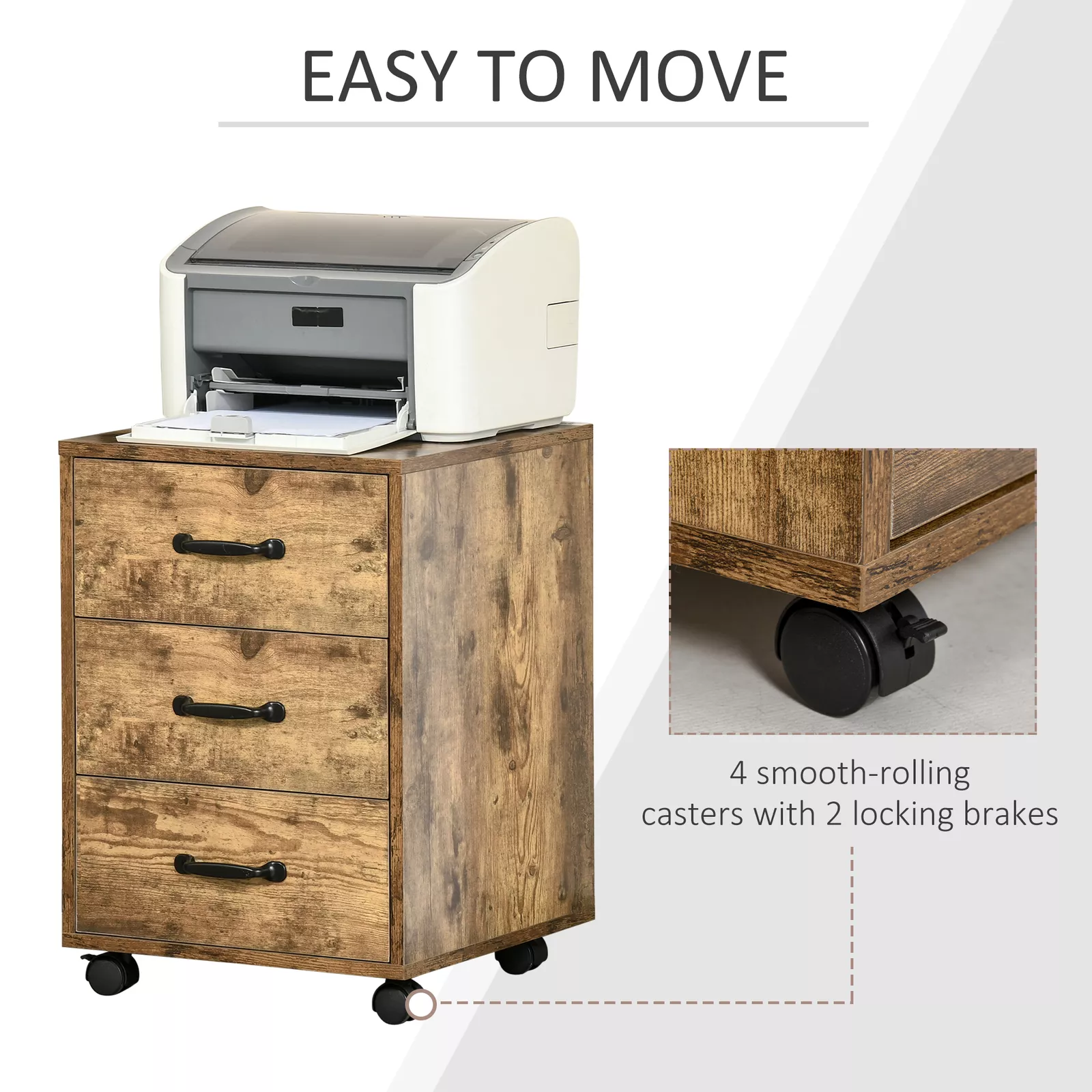Callan Small 3 Drawers Office Filing Storage Cabinet - Image 4