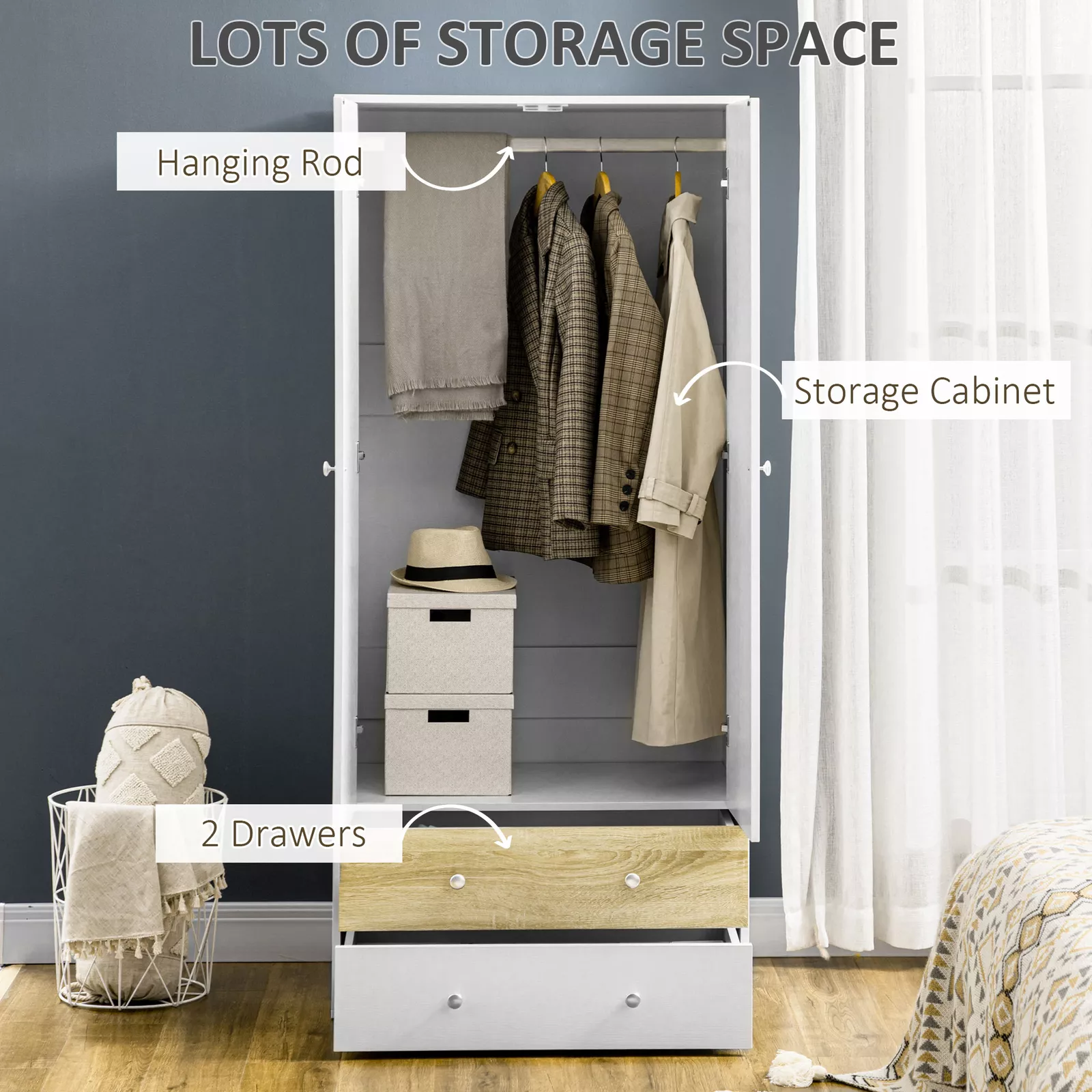 Callum 2 Door Wardrobe With Drawers - Image 4
